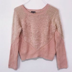 Vince Camuto | Blush Pink Faux Fur Knit Sweater